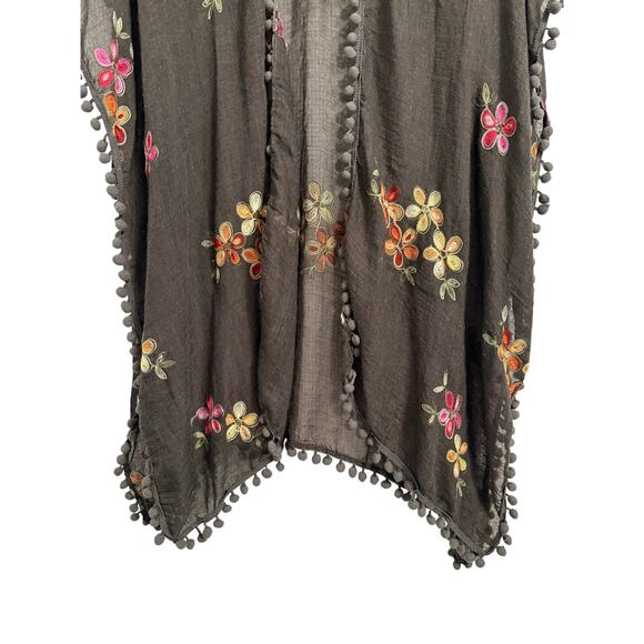 Women's OS Do Everything With Love Boho Embroidered Floral Open Front Kimono - Picture 5 of 7
